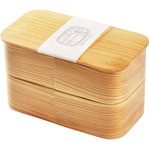 Yamako 80186 Japanese Lunch Box, Long Angle, 2-Tier Boxed, 32.8 fl oz (930 ml)