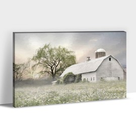 GUTTATY Farmhouse Wall Decor Art, Barn Canvas Rustic Country Room Decor, Floral Prints, White Pictures for Living Kitchen 12x18 Inches