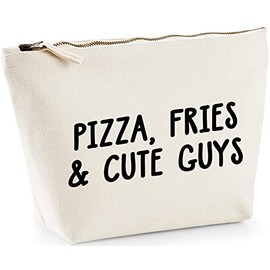 Hippowarehouse Pizza, Fries and Cute Guys printed make up cosmetic wash bag 18x19x9cm