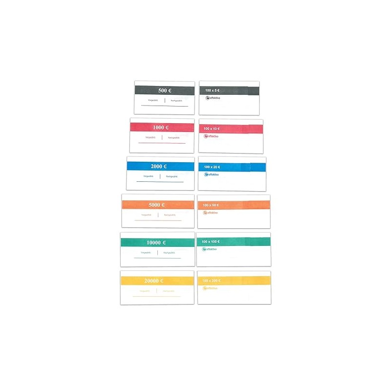 Pack of 60 Banknote Banderoles, Pack of 10 for 5