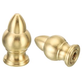 PATIKIL 1.2" Tall Brass Lamp Finials Cap Knob, 2 Set Lamp Screw Holder Tapped 1/4-27 for Table and Floor Lamp Shade Decorations