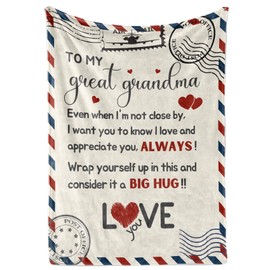 InnoBeta Great Grandma Gifts, Super Soft Flannel Throw Blankets Gifts for Great Grandma, Great Grandmother Nana, Gigi, Granny, Grammy Presents for Birthday Mothers Day, 50” x 65”- Letter