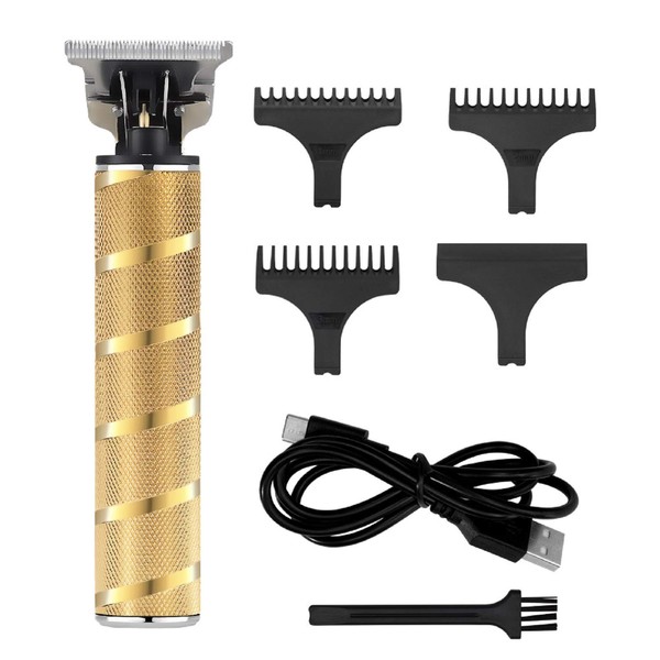 SURKER Electric Pro Li Clippers Barber Accessories Grooming Waterproof Rechargeable Cordless Close Cutting T-Blade Trimmer Hair Clippers for Men(Gold)