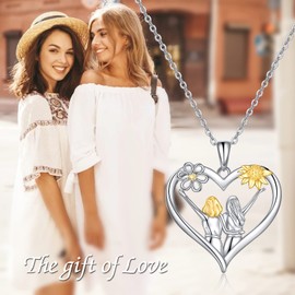 AOBOCO Sterling Silver Sisters Necklace from Sister Mothers Day Jewelry Gifts for Female Friends