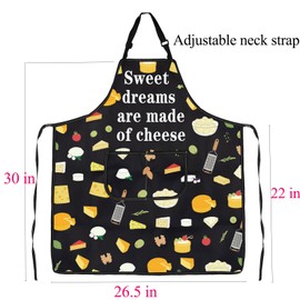 ENSIANTH Cheese Apron Gift for Cheese Lover Sweet Dreams are Made of Cheese Kitchen Chef Cooking BBQ Grill Apron with Pocket (24625 Cheese Apron)