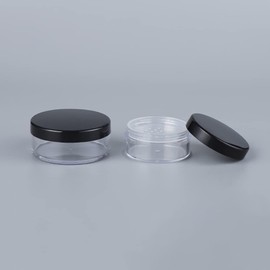2 Pcs Black Plastic Loose Powder Case Empty Cosmetic Powder Container Refillable Makeup Powder Jar Portable Powder Box Loose Powder Containers for Travel Powder Face 50g
