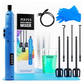Pixiss Premium Resin Mixer - Handheld Rechargeable Epoxy Mixer, Epoxy Resin Mixer Pro, Resin Stirrer for Resin, Resin Molds, Silicone Molds Mixing, Includes 4 Unique Styles - Resin Mixer Starter Kit