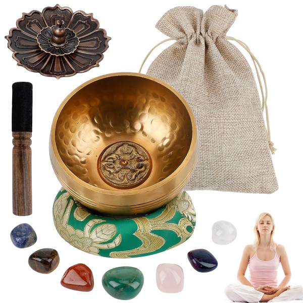 Tibetan Singing Bowl Set, Meditation Singing Bowl with Clapper, Diameter