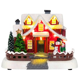 WeDoSoy LED Lighted Village House, 7 Inch Christmas Village House Decoration, Xmas Collectible Buildings for Holiday Decor for Home, Ballroom Disply and Desktop
