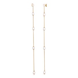 Premium Earrings 925 Silver Gold-Plated 24 K Women's Earrings Pearls for Women Freshwater Cultured Pearls Girls Mum Length 13.2 cm, Sterling Silver, No Gemstone