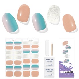 DUKASOU DUKASOU Semi Cured Gel Nail Strips, 28 pcs Sky Mirror UV Need, Long Lasting Stickers Full Wraps for Women Girls Kids DIY Decoration Birthday Party Gift
