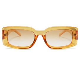 SOJOS Classic Trendy Rectangle Polarized Sunglasses Thick Frame with Star Decorations SJ2285, Clear Yellow/Light Yellow