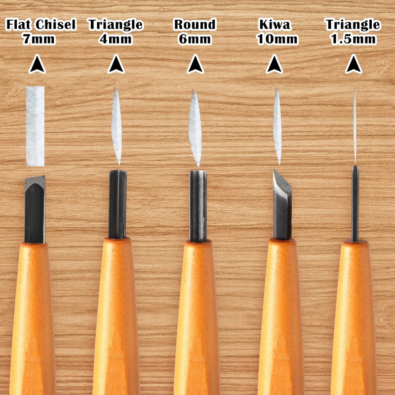 WILLBOND 5 Pcs Linocut Carving Tools Set Linoleum Hand Carving