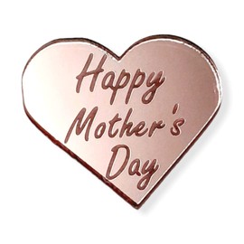 Happy Mother's Day Cupcake Toppers Discs - Set of 6 (Rose Gold Heart) Rose Gold Heart