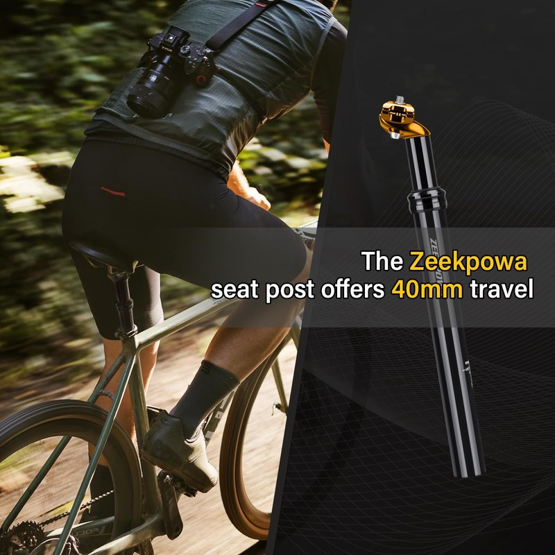 31.6 mm diameter spring-loaded seat post, lightweight and adjustable, spring-loaded