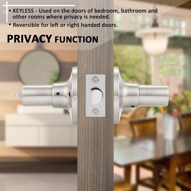 GOBEKOR 6 Pack Privacy Door Levers Interior Door Handles Brushed