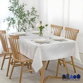 Pre-Cut Clear Plastic Disposable Tablecloth - Rectangular Covers Coreless Roll - Ideal for Ideal for Parties and Events (66" x 90")
