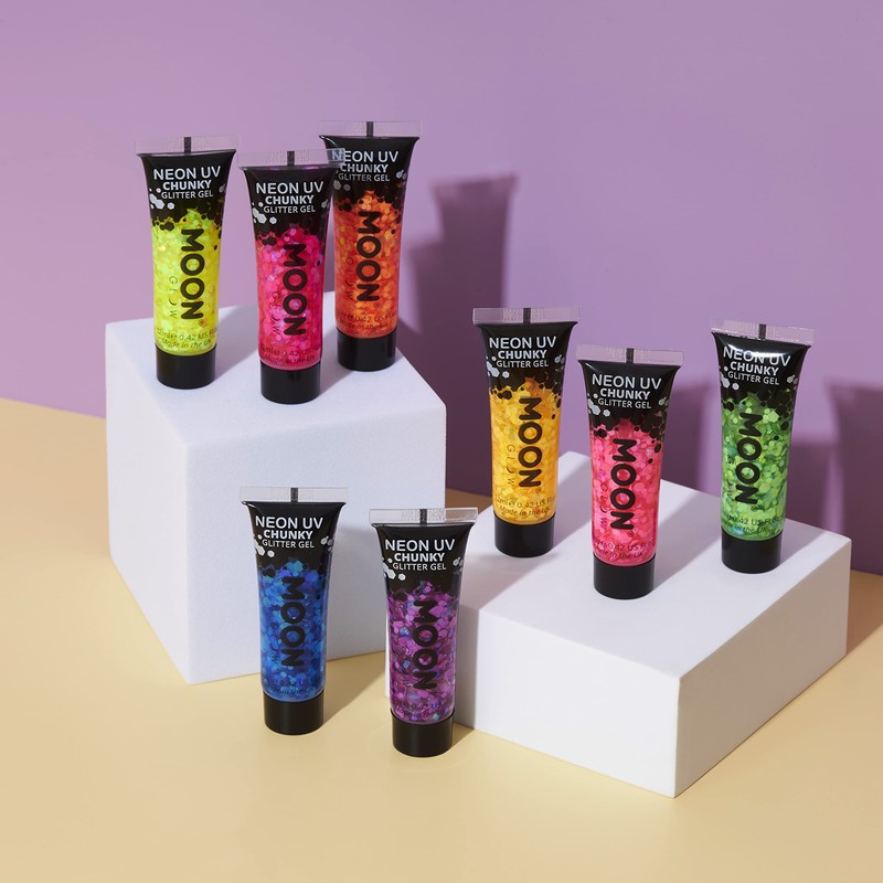 Moon Glow Neon UV Glitter Gel for Face and Body,