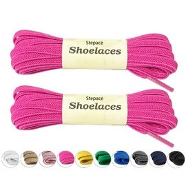 Stepace [2 Pairs] Flat Elastic Shoe Laces for Sneakers 31"-63" Length 11 Colors Stretch Shoelaces Hot pink 120