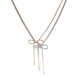 ZUOPIPI Tie the Knot Necklace Bow Choker Elegent Bowknot Pendent Love Knot Necklace Bridesmaid Gifts Bowknot Necklace for Women (Rose Gold)