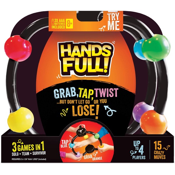 Hands Full! - an Interactive Family Game of Twisted Challenges and Tangled Fun - Grab, Tap and Twist but Don't Let Go or You Lose! - 3 Games in 1, for ages 8 YEARS & UP
