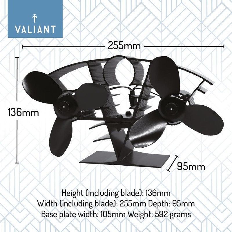 Valiant Whirlwind Stove Fan - Hot Air Circulation Heat Powered