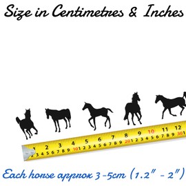 Pack of 21 Various Horse Cute Silhouette Stickers - Waterproof Decals - Water Bottles, Car, Laptops, Scrapbooking, Party Bags - Fun Gifts (Black, Ex Small)