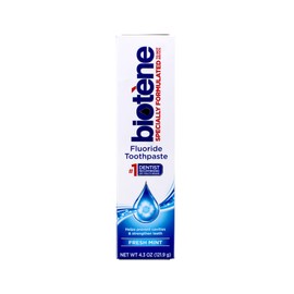 Biotene Fluoride Toothpaste for Dry Mouth Symptoms, Bad Breath Treatment and Cavity Prevention, Fresh Mint - 4.3 oz (Pack of 5)
