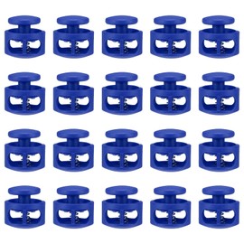 sourcing map 20pcs Plastic Cord Locks Double Hole Spring Toggle Stopper Clip Elastic Clasp Lock Fastener for Drawstring, Paracord, Bags, Clothing, Gloves String Lock Replacement, Blue
