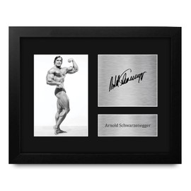 HWC Trading Arnold Schwarzenegger Mr Olympia Gifts USL Framed Printed Signed Autograph Picture for Body Building Memorabilia Fans - US Letter Size