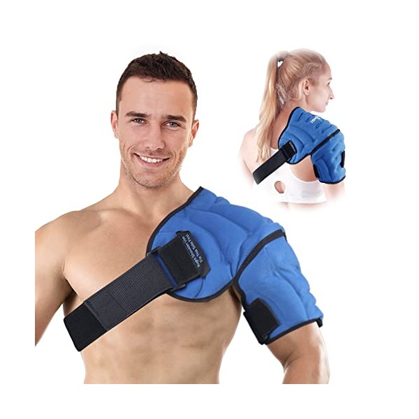 NEWGO Shoulder Ice Pack for Injuries, Reusable Rotator Cuff Cold Therapy Ice Pack for Shoulder Pain, Bursitis, Frozen Shoulder, Swelling, Arthritis, AC Joint Pain, Fit Left & Right Shoulder