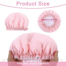 JIYIN Reusable Shower Caps for Women, Pink Terry Cloth Lined Shower Cap Double Layer Reusable Bath Cap Waterproof Elastic Band Hair Cap for All Hair Lengths for Women Spa Home Salon Use(Pink)