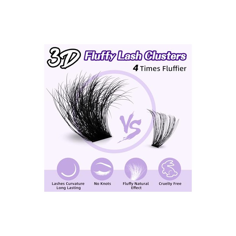 B&Q Fluffy Lash Clusters Kit 100D+200D Dramatic Eyelash Clusters Kit