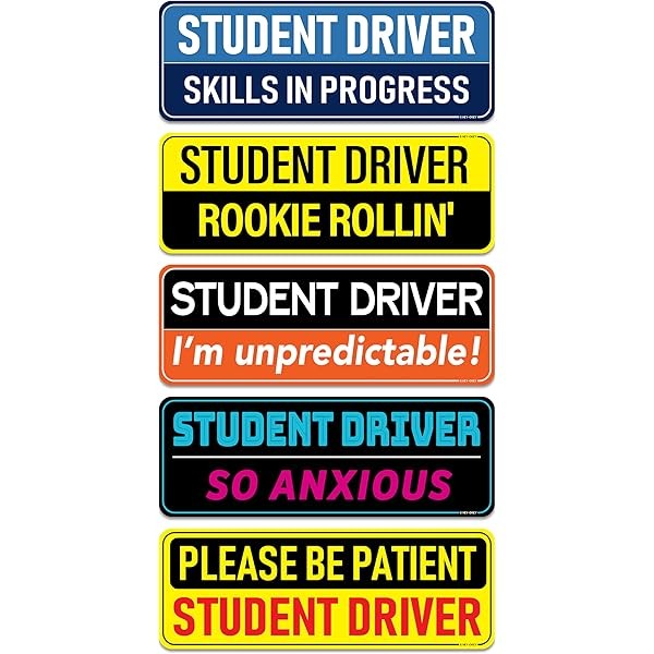 Student Driver Magnet for Car - Funny 5-Pack Please Be