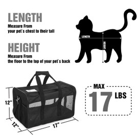 FluffyDream Pet Travel Carrier Soft Sided Portable Bag for Cats, Small Dogs, Kittens or Puppies, Collapsible, Durable, Airline Approved, Travel Friendly, Carry Your Pet with You Safely and Comfortably