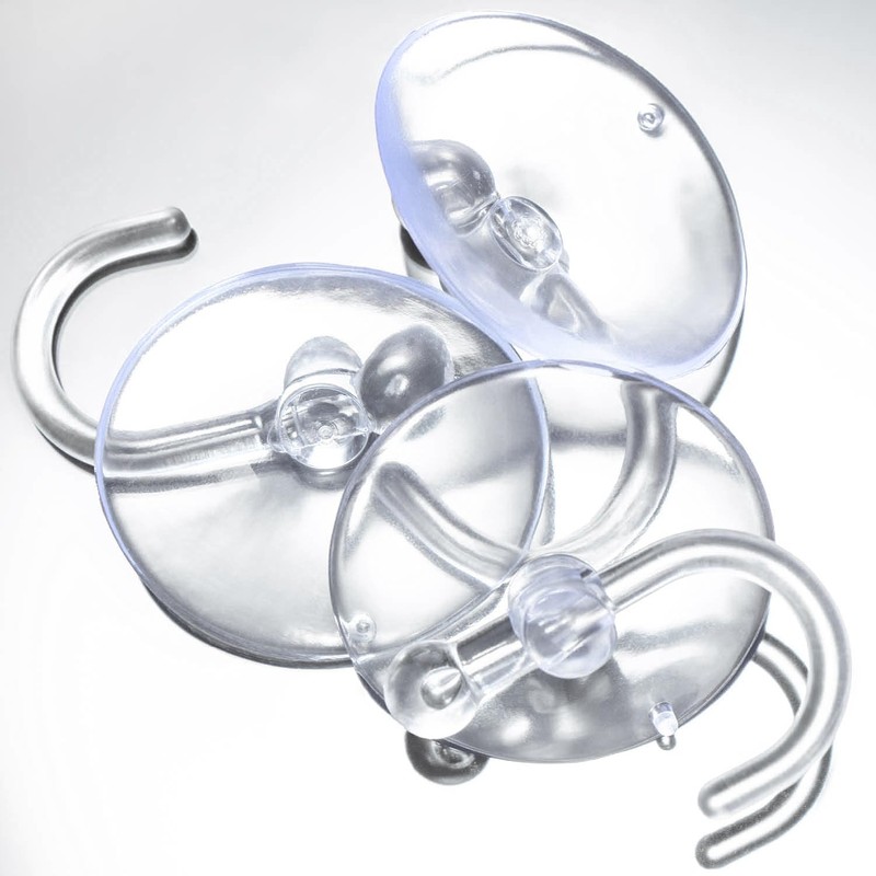 com-four 80 x Suction Cup Holders with Plastic Hooks -