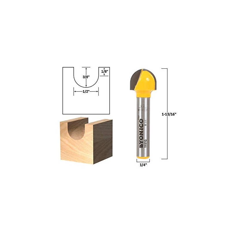 YONICO 19101q 1/2-Inch Diameter Core Box Router Bit 1/4-Inch Shank