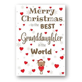 Second Ave Best Granddaughter Bear Children's Kids Christmas Xmas Holiday Festive Greetings Card