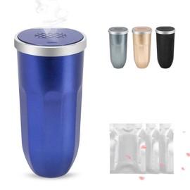 Car Trash Can with 3 Aromatherapy Tablets , 2 Pack Mini Car Garbage Can Press to Open Design ,Cup Holder Car Trash Bin Car Accessories for Automotive Office Home Kitchen , Blue