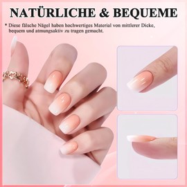 Virellay Gradient Press On Nails - Glue-On Nails - for Women and Girls (Nude White Square, 150 Pieces)