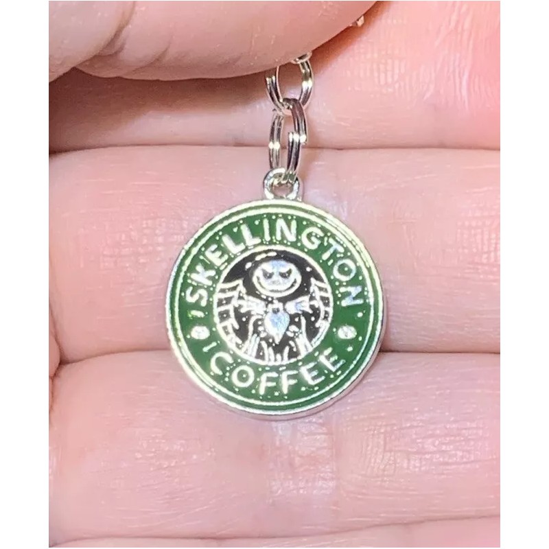 Silver Jack Skellington Coffee Nightmare Charm Zipper Pull & Keychain