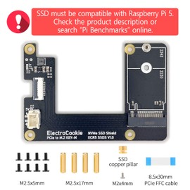 ElectroCookie Mini PC Case for Raspberry Pi 5 with M.2 NVMe SSD PCIe HAT and Active RGB Lighting Cooler (Black Case + M.2 HAT[ECR5 SSDS])