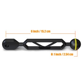 Sea Frogs 6" 15.24 cm Aluminium YS Adapter 1" Ball Arm for Connecting Strobe Video Light to Underwater Housing