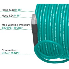 Selkie Pressure Washer Sewer Jetter Kit - 50Ft X1/4" Hydro Drain Jetter Cleaner Hose, Corner, Rotating and Button Nose Sewer Jetting Nozzle Waterproof Tape,Orifice 4.0 4.5,1/4 Inch NPT,5800 PSI
