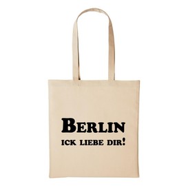 huuraa Jute Bag Berlin Ick Liebe Dir! City Gift Idea for Men and Women Cotton Bag for Friends and Family, beige