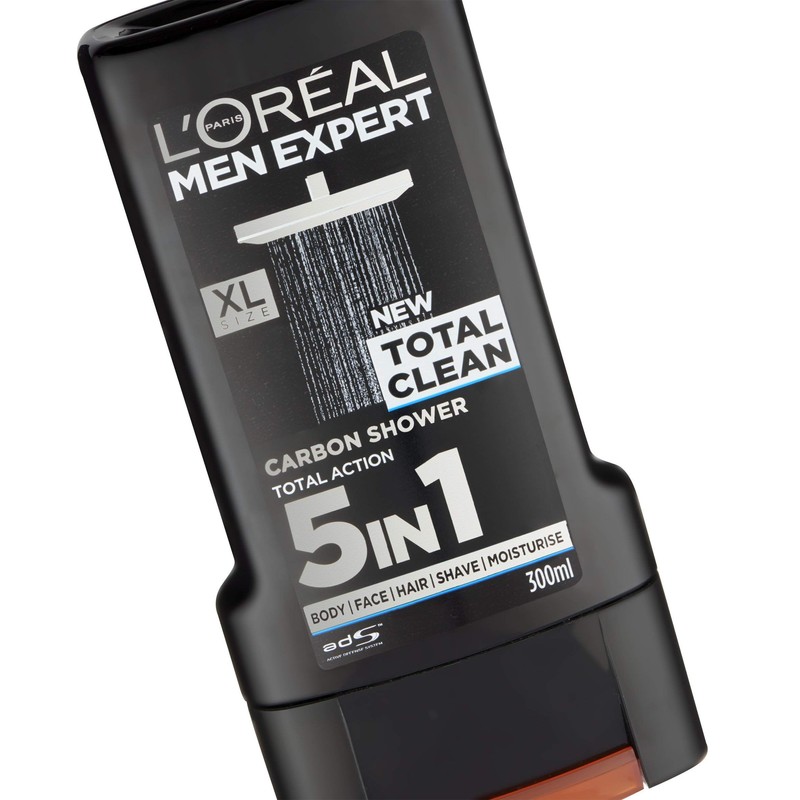 L'Oreal Men Expert Total Clean Shower Gel, 300ml, Packaging may