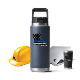 Distressed Louisiana State Shaped Subdued Blue Line Sticker for Water Bottle Phone Tumbler Hard hat - Twelve Pack