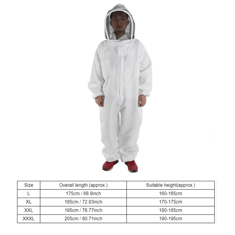 Professional Beekeeping Protective Full Body Jacket Smock Suit with Veil