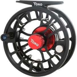 Maxcatch Toro Series Fly Fishing Reel with Large Arbor, CNC-Machined Aluminum Alloy Body: 3/4, 5/6, 7/8 wt in Blue, Green, or Black (Black, 7/8 wt)