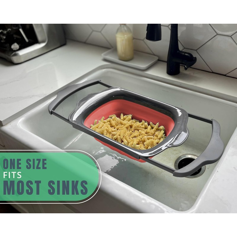 XL Large Kitchen Strainer by Comfify - Collapsible Silicone Over-The-Sink